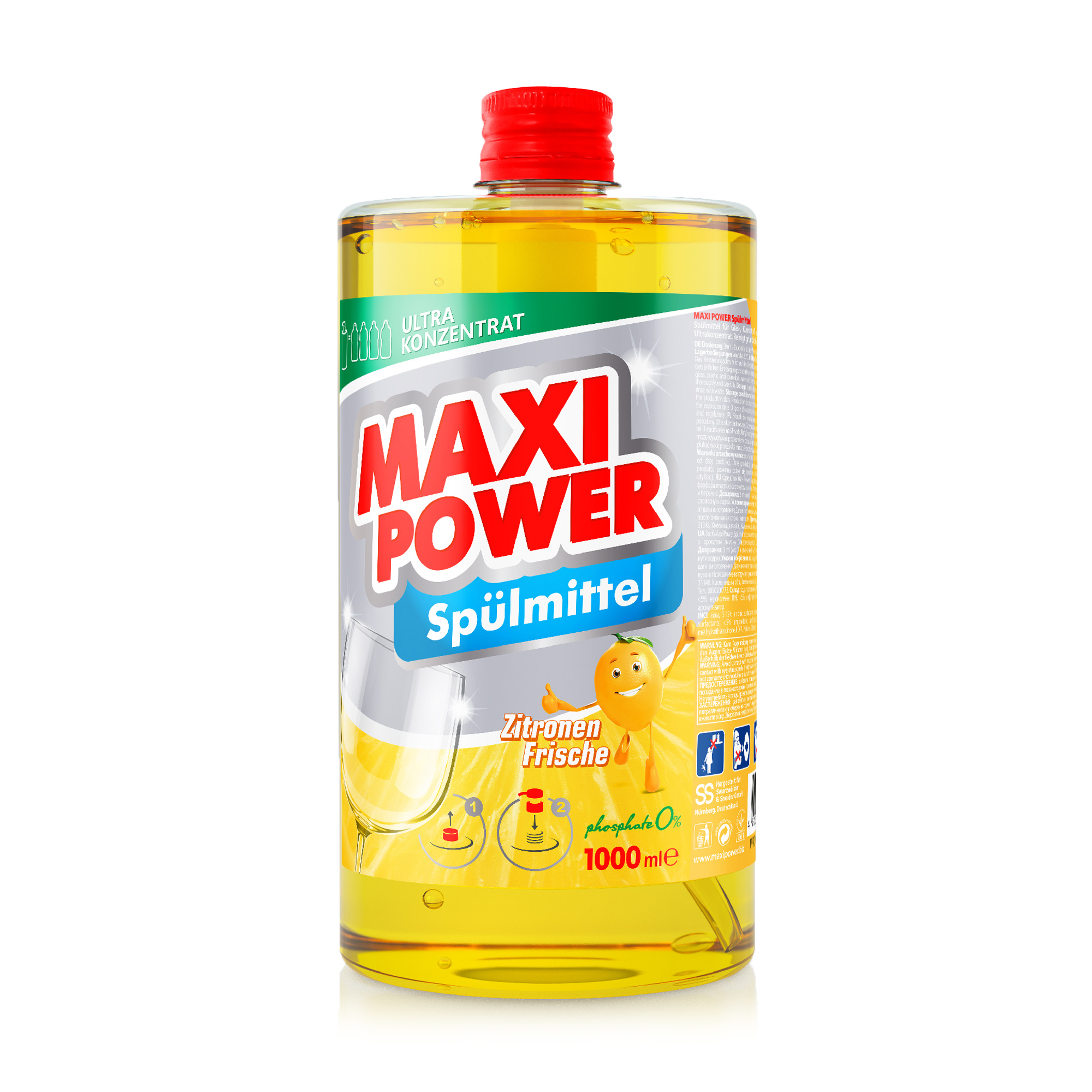Засіб для миття посуду Maxi Power Лимон, 1 л (запаска)